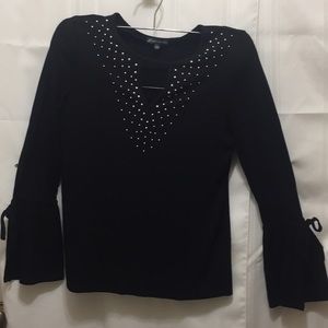Black top with silver rhinestones